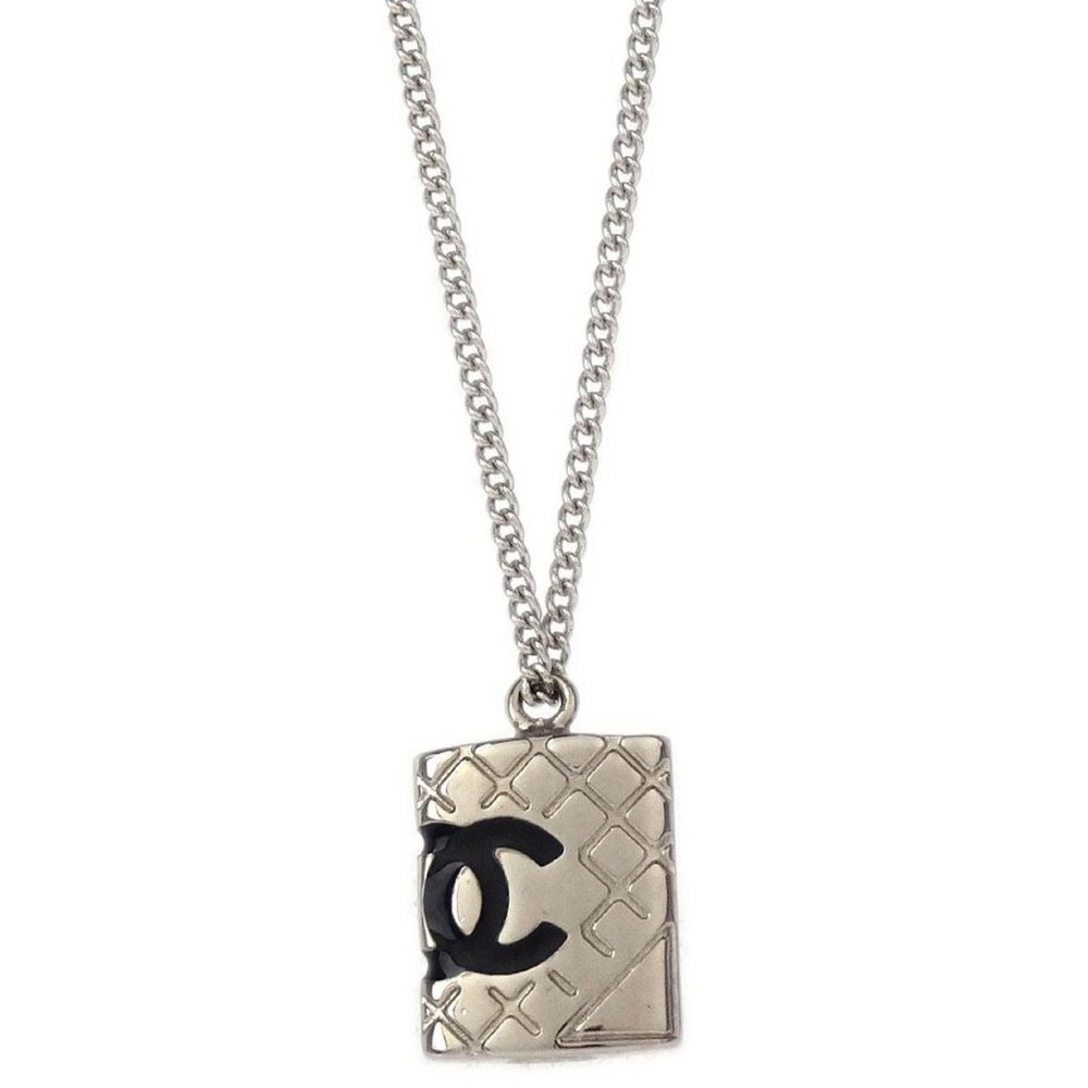 Chanel Cambon Ligne Chain Necklace Pendant Silver 05C 195599